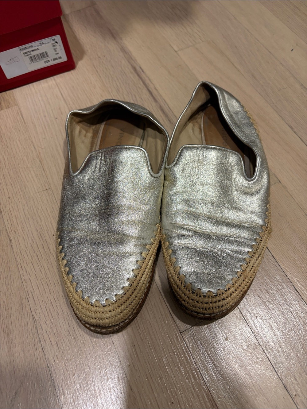 Vince Metallic Silver Espadrille Slip-Ons size 7.5